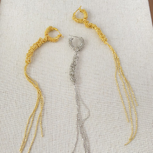 New European and American fashion retro tassel atmospheric earrings copper gold-plated 925 silver needle temperament versatile high-end earrings