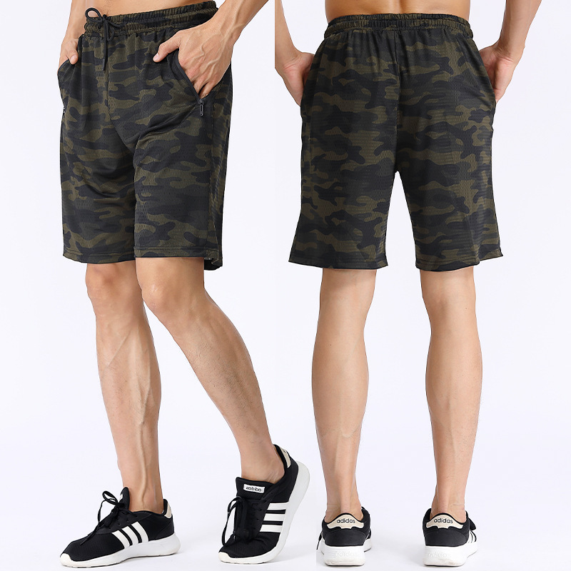 Pantalones Cortos Deportivos de Moda para Correr, Pantalones Cortos Deportivos de Camuflaje para Hombre, Pantalones Cortos de Entrenamiento de Seda Helada, Talla Grande, Pantalones Cortos de Baloncesto de Secado Rápido para Playa