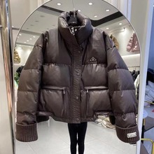 欧货PU高端立领短款羽绒服女2025冬季新款小个子外套平湖工厂批发