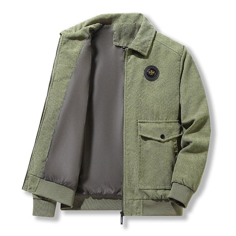 Весенняя, осенняя и зимняя вельветовая куртка, мужская хлопковая зимняя куртка на флисовой подкладке, кашемировая мужская куртка с лацканами, весенне-осенняя