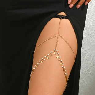 Zhuru Clothing European and American Cross-Border Supply Bohemian Style Star Tassel Rhinestone Chain Thigh Ring H0047