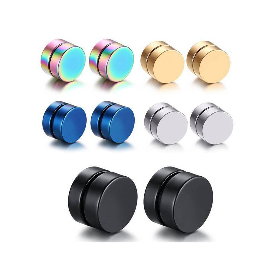 Trendy men's fashion Korean version of earrings without earholes earrings Magnet Men's ear clip factory direct single simple round