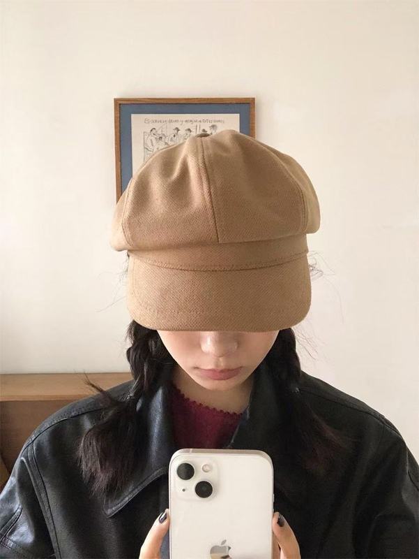 秋冬万能英国風カレッジ風キャスケット帽レディース韓国風レトロベレー帽フラットトップ八角海軍帽|undefined