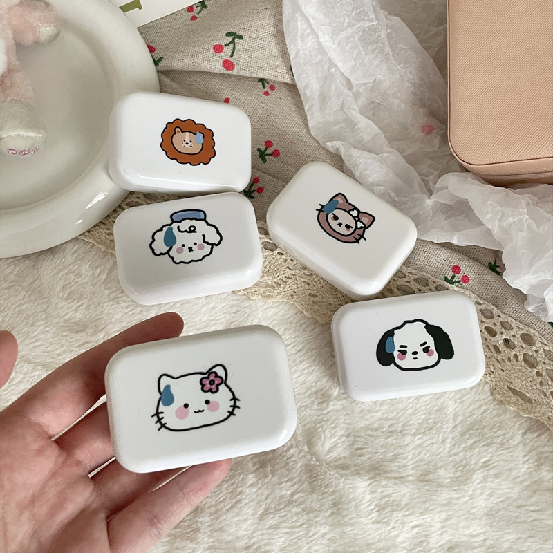 ins Cute Silentless Sweating Little Meow Contact Lens Box Simple Portable Beauty Pupil Box Companion Care Box B77
