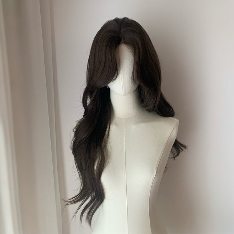 Bella Cold Brown · Wig Women's Full Headgear Eight-shaped Bangs Big Wave Curly Hair Long Hair All-purpose Natural Autumn and Winter New Style