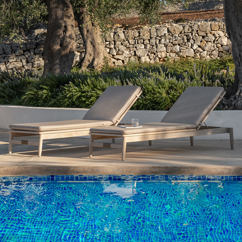 Sofá de madera maciza para exteriores, para patio, jardín, hotel, villa, ocio al aire libre, teca anticorrosión, muebles resistentes al agua y a la intemperie. image 3
