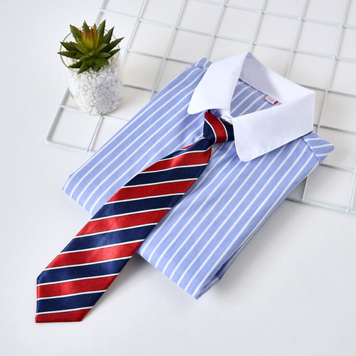 Children's long-sleeved pure cotton shirt blue striped boys and girls middle and large children primary school uniform shirt one piece drop shipping