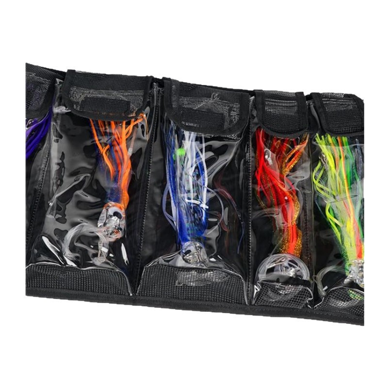 Bolsa Plegable para Señuelos y Carnada de Pesca de 5 Compartimentos de Tela Oxford y PVC, Impermeable, Transparente, para Pesca