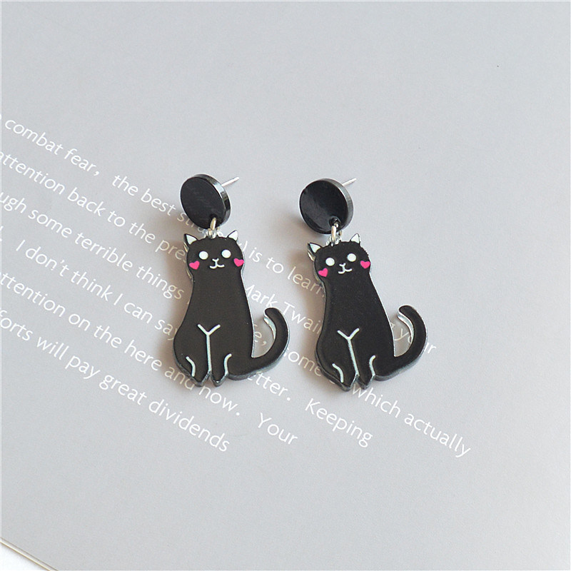 Printing Design 1 Pair Cartoon Style Cat Printing Arylic Earrings