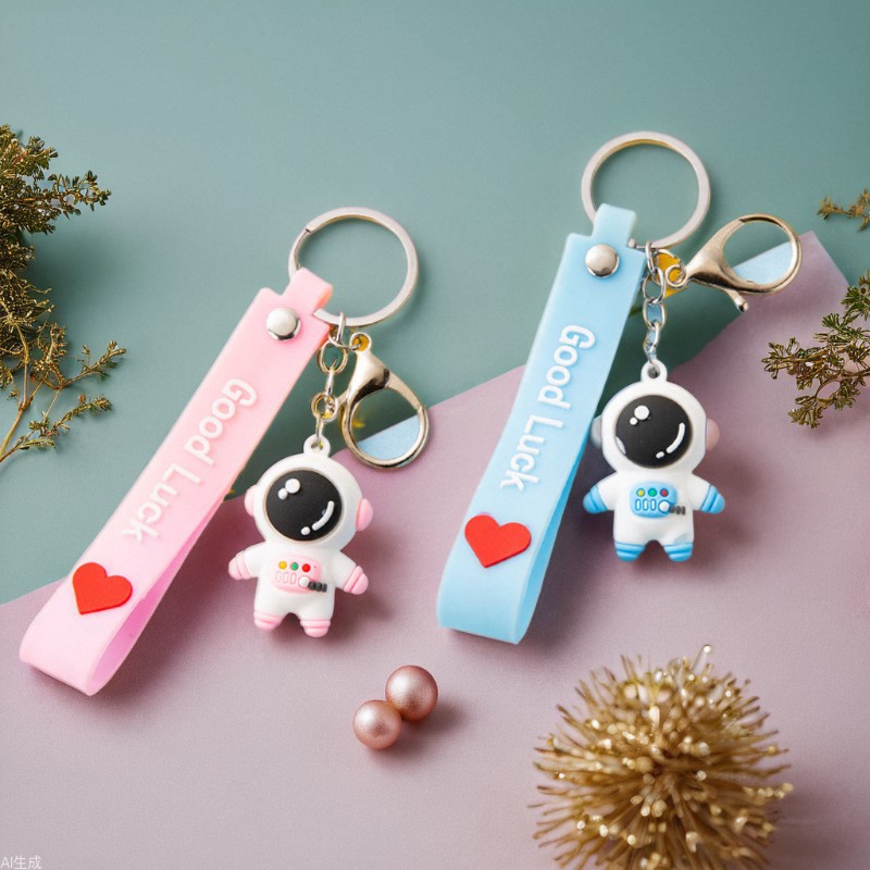 创意卡通宇航员钥匙扣太空人公仔滴胶配饰挂件汽车可爱包包钥匙链