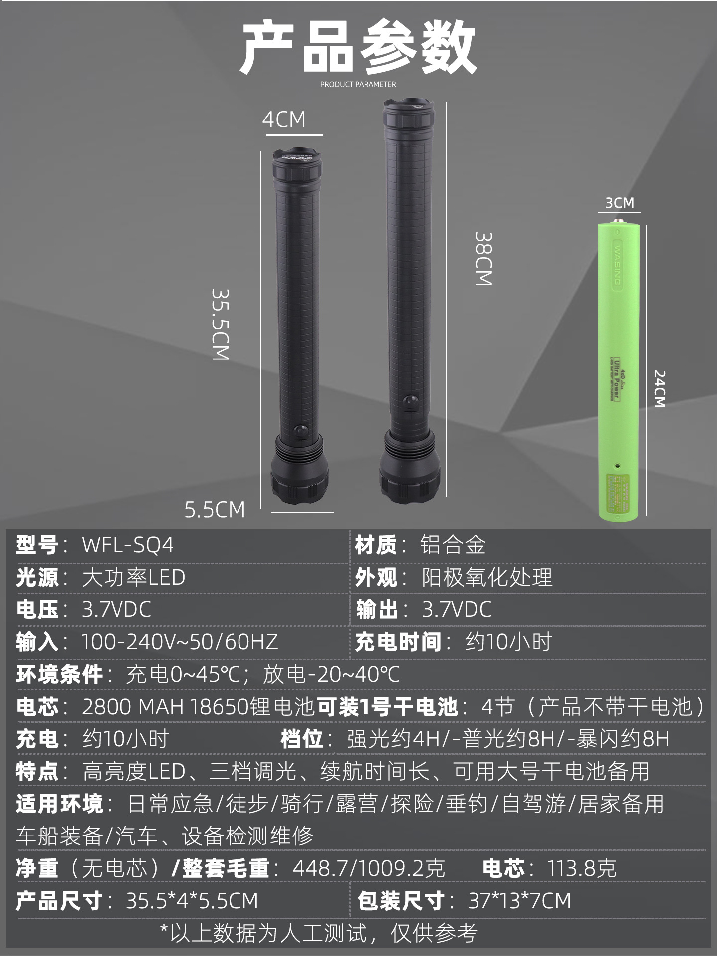 Huasheng Black Panther Strong Light Long-Range Telescopic Zoom Rechargeable Lithium Battery Patrol Security Outdoor No. 1 Battery Flashlight