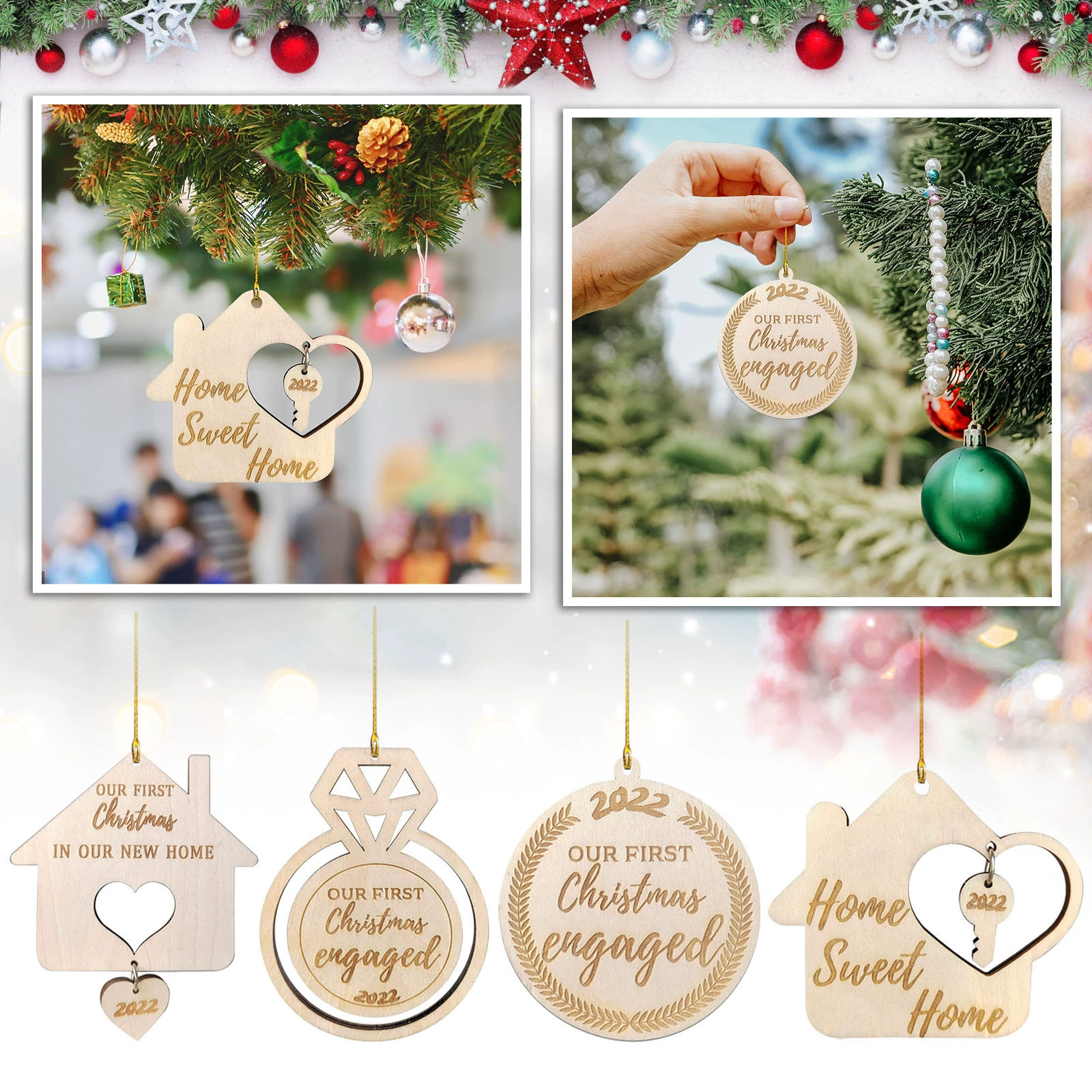 Трансграничный фестиваль деревянная маленькая бирка украшение, домашний двор сад украшение рождественской елки деревянная бирка