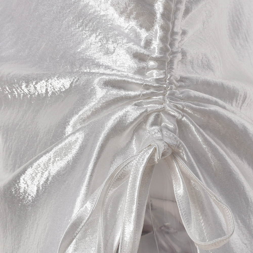 Sexy White Slit Suspender Dress NSFR103246