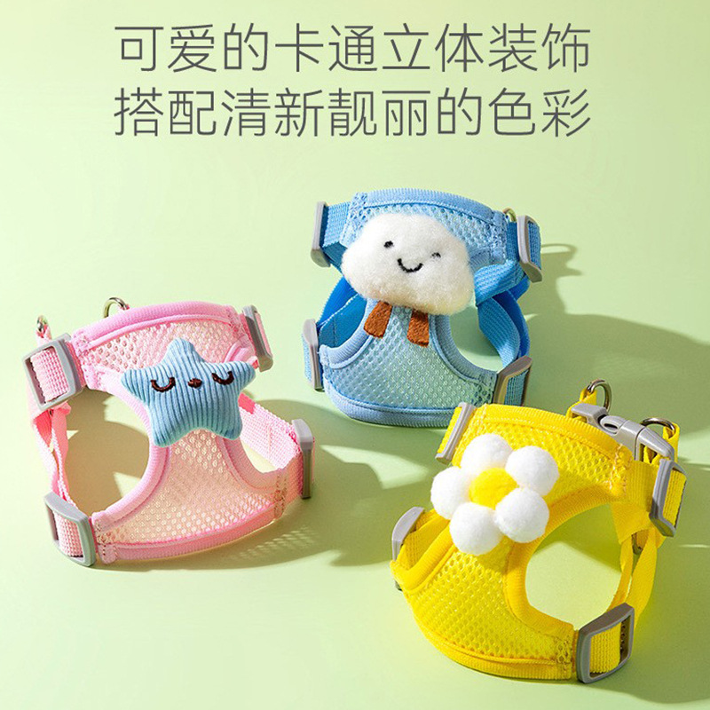 Accesorios tridimensionales para perros de primavera y verano, correa de correa tipo chaleco transpirable de malla, correa para el pecho para mascotas universal para gatos