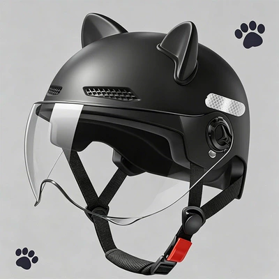 Suitable for 3C certified electric – Motosiklet kaskı (dəbilqə) - 3c-matte-black-high-definition-transparent-short-mirror-black-ear-m101
