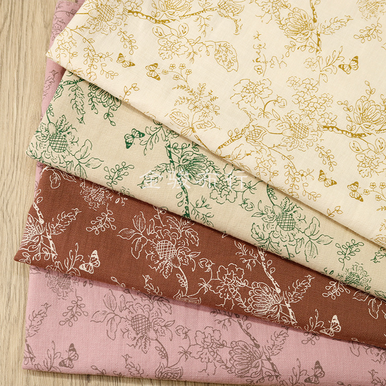 2024春夏麻棉印花南油国风新中式面料 高端设计全棉布料