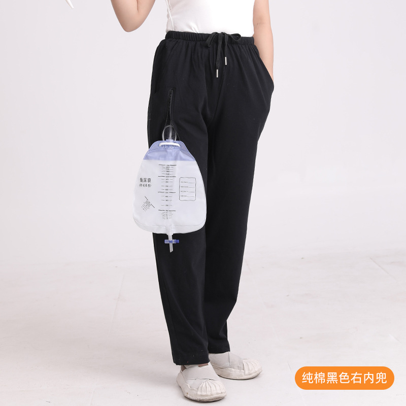 여름 코튼 블랙 바지 오른쪽 내부 포켓