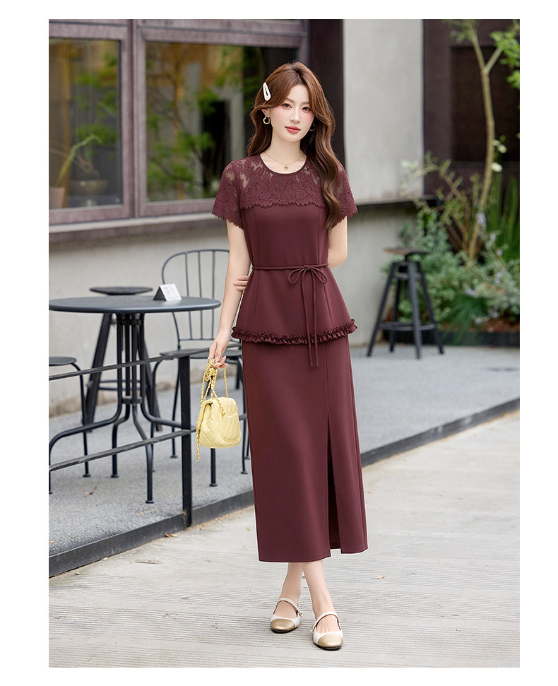Bộ áo ren + chân váy hai mảnh nữ tính thanh lịch SX92621 — màu đen, Đỏ chà là, màu trắng ngà chi tiết 31