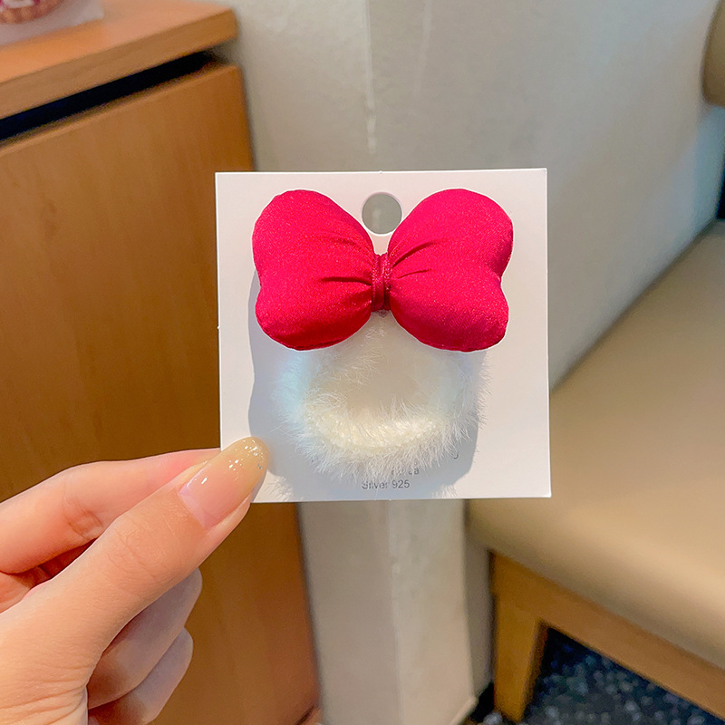 Accesorios para el cabello de los niños arco banda para el cabello Niñas Otoño e Invierno cuerda para el cabello de felpa Niña Linda tocado lazo banda de goma para el cabello