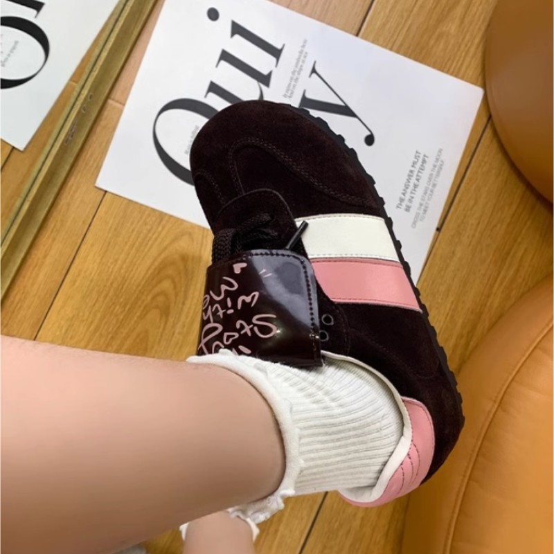 Halb gekochte Käse-Puffschuhe ~ lange Zunge, Schnürschuhe, deutsche Trainingsschuhe, hässliche und süße Freizeitsportschuhe, kleine weiße Schuhe für Mädchen_voghion.com