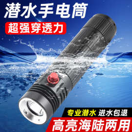 潜水手电筒专业潜水手电l2强光高流明大功率充电赶海全防水手电灯