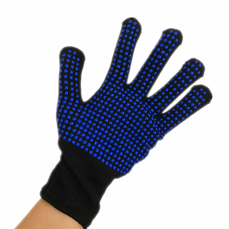 Guantes de peluquería resistentes a altas temperaturas transfronterizos guantes de silicona con cuentas de PVC rizador de pelo guantes de aislamiento térmico anti-quemaduras en caliente recta