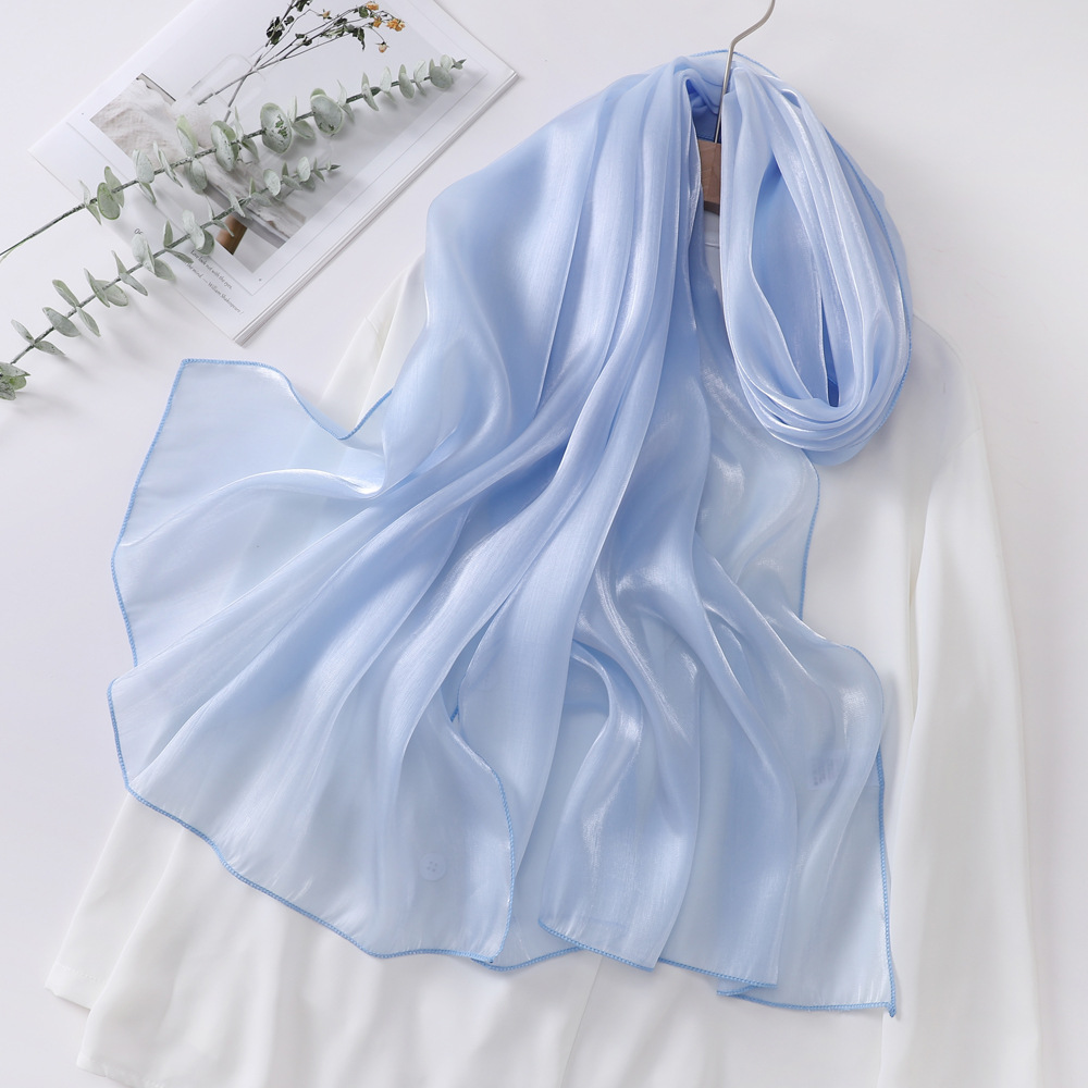 Femmes Élégant Style Vintage Couleur Unie Organza Écharpe En Soie display picture 24