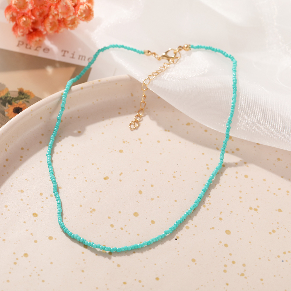 wholesale jewelry bohemian color beaded short necklace nihaojewelry