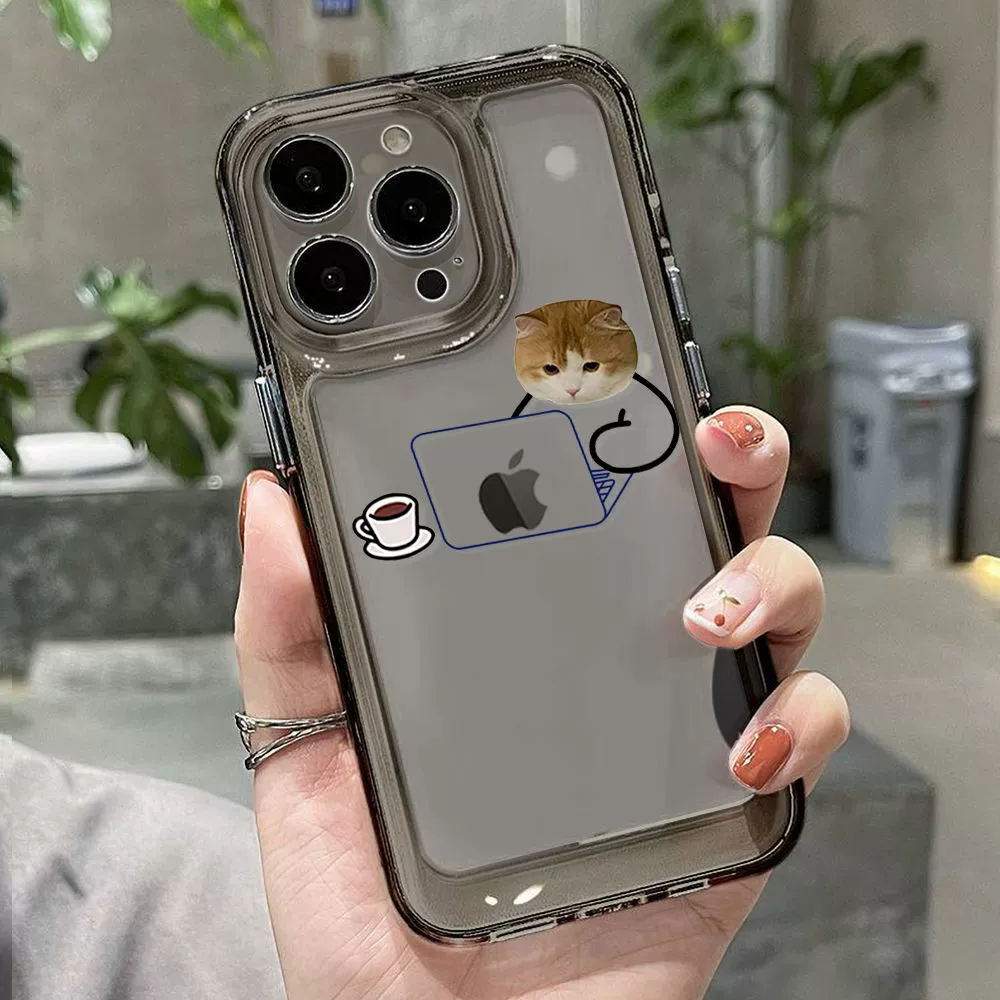 Чехол для телефона (Apple) для iPhone 11–17 и iPhone 16 серии, прозрачный/черный TPU, милые принты кота и собаки
