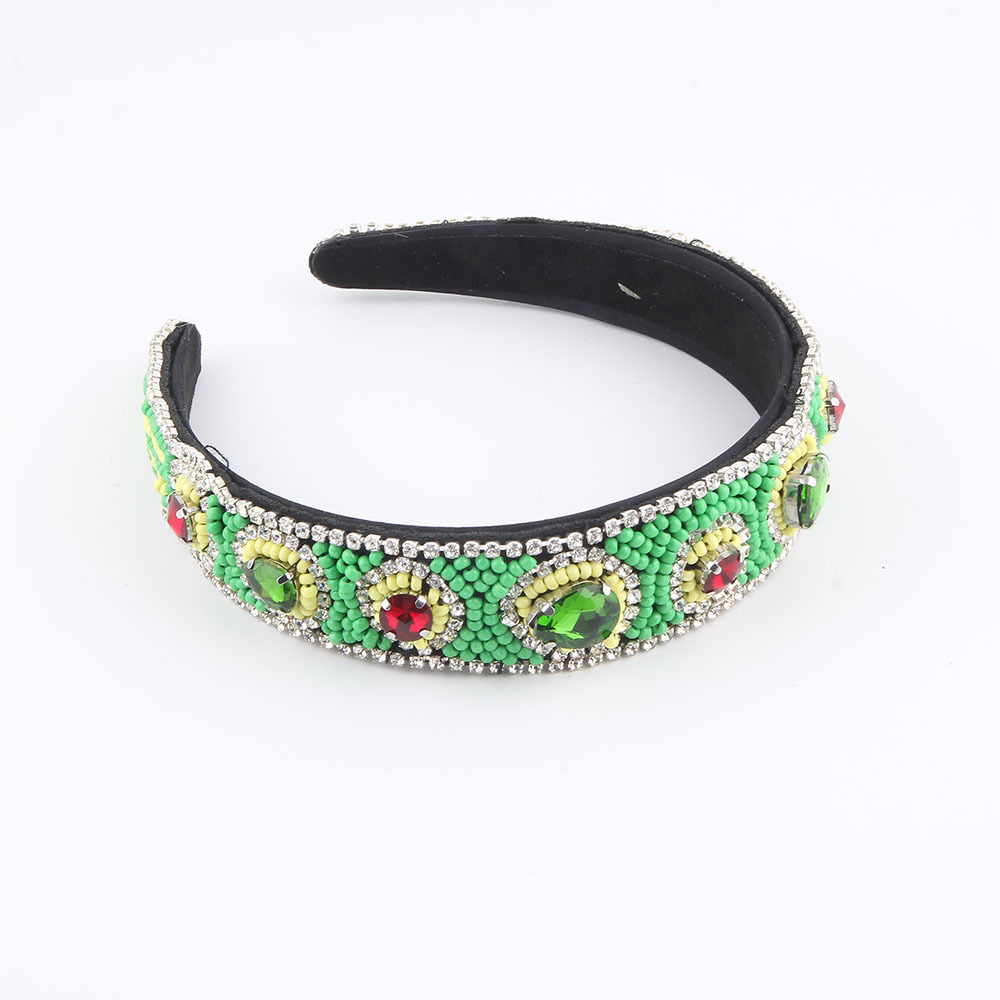 Women's Retro Floral Plastic Knitting Artificial Crystal Hair Band display picture 5
