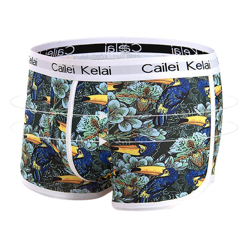 Ropa interior de los hombres personalidad transpirable mediados de cintura estiramiento moda impresa ropa interior juvenil pantalones de moda pantalones cortos de estudiante