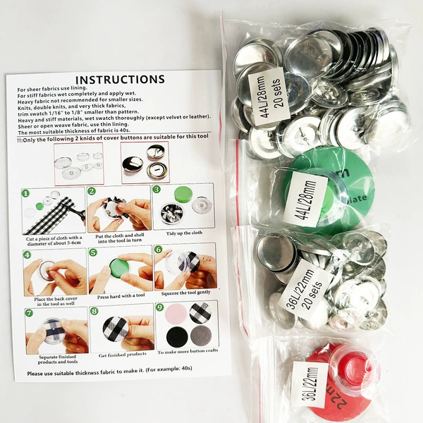 Set 14 (22+28mm buttons, 40 sets in total + corresponding to 2 tools/instructions included)
