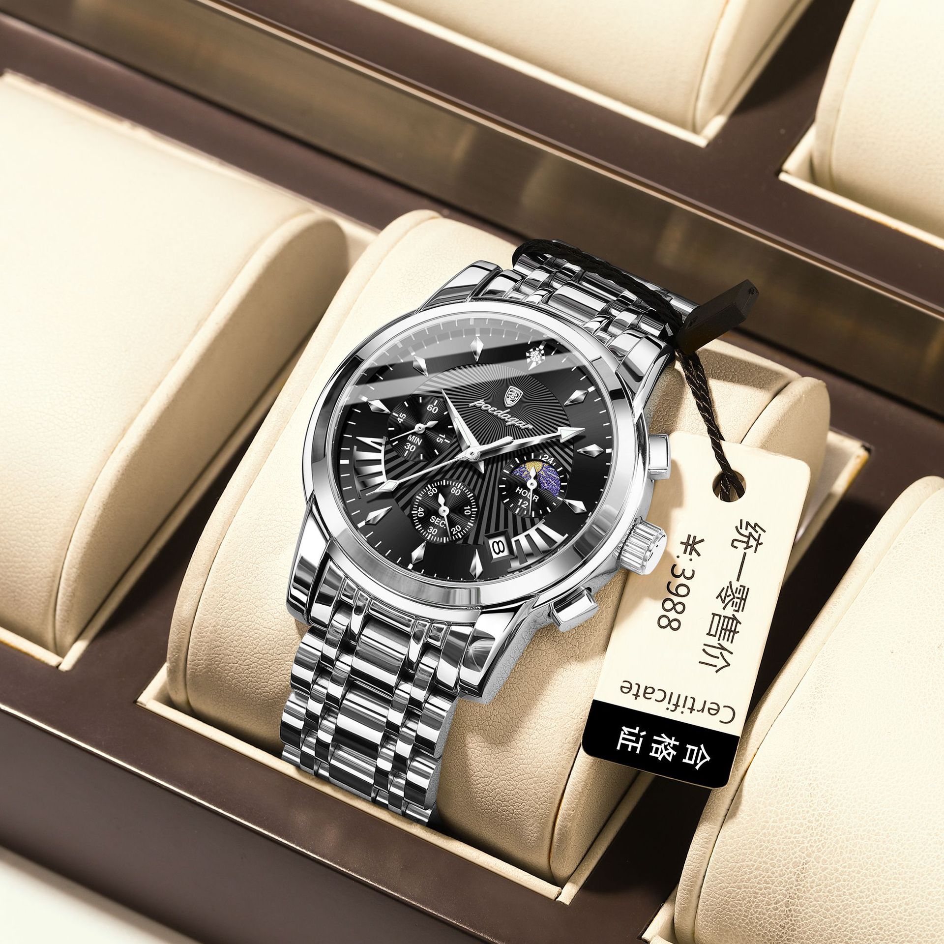 Marca suiza multifuncional nuevo reloj de hombre impermeable moda reloj de cuarzo en vivo comercio exterior explosión una venta