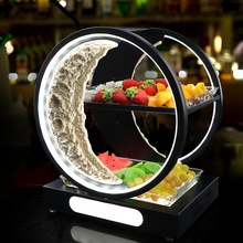 发光月亮果盘架酒吧ktv果盘LED双层夜场网红创意水果零食碟子架子