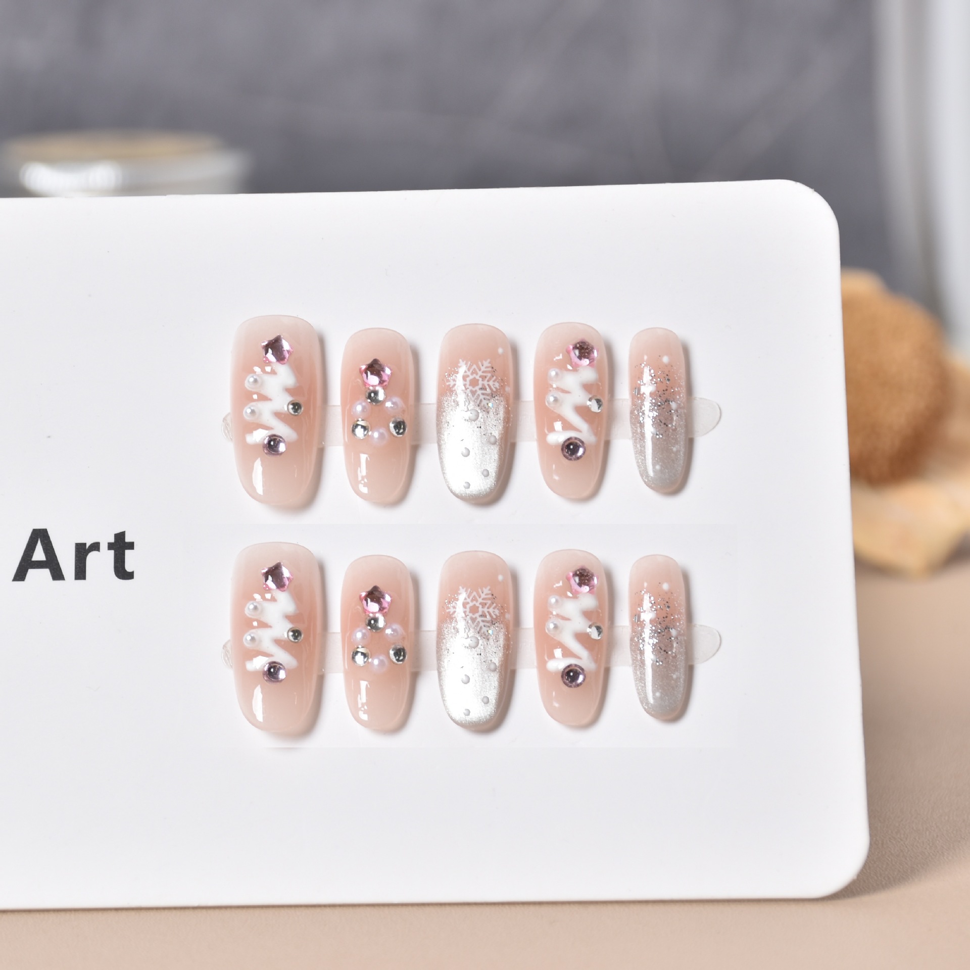 Manual puro de Navidad sensación de atmósfera de uñas parches de uñas adorables parches de uñas de Año Nuevo productos terminados