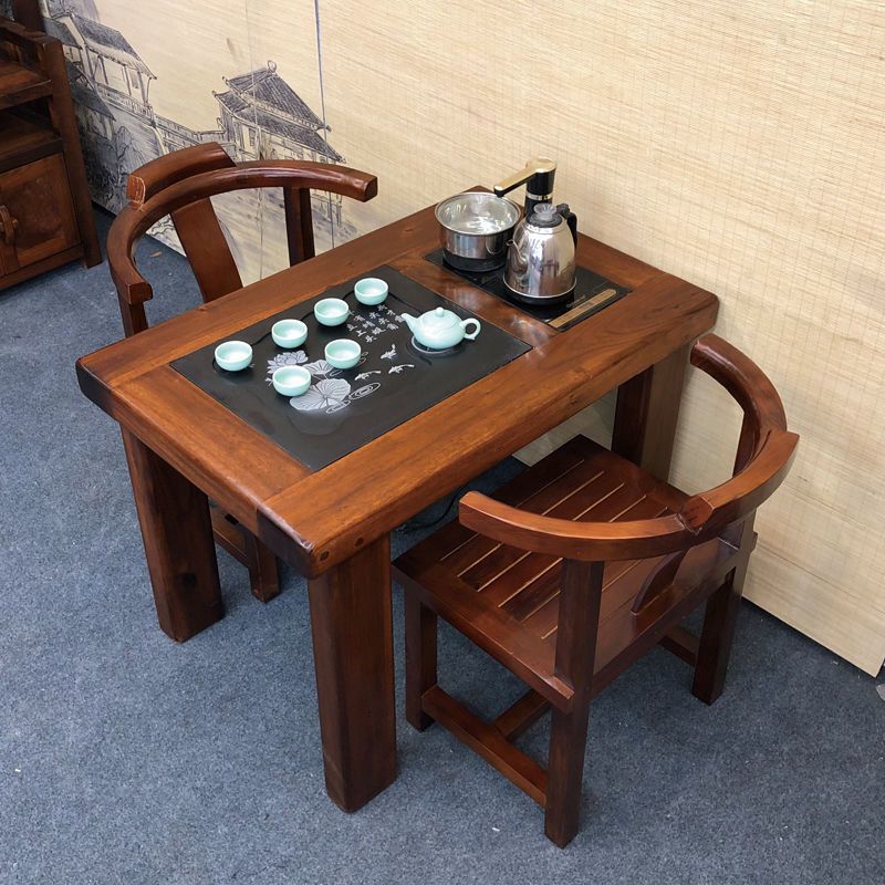 Mesa de té de madera de barco antiguo conjunto de té mesa de té silla combinación de balcón pequeño tipo de mesa de té sala de estar simple mesa de té de madera sólida