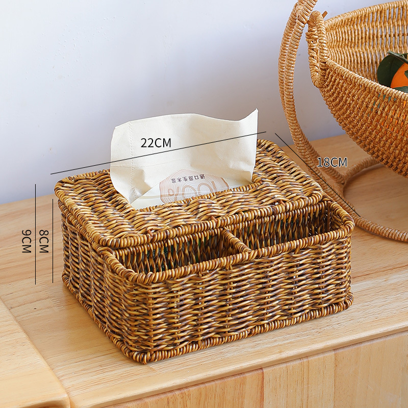 Caja de almacenamiento de toallas de tres compartimentos marrón oscuro Mediano