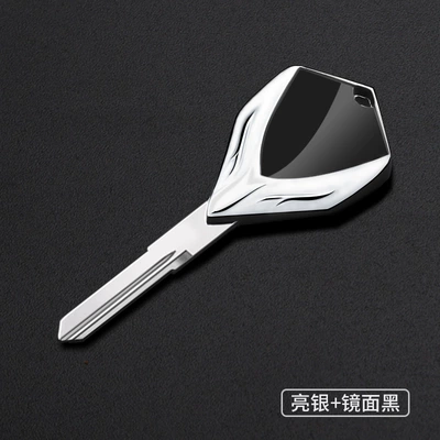 Motorcycle metal key blank suitable for Kawasaki Versys 650 Vulcan 800 ZR-7 / ZR-7S (Motorcycle Key) - bright-silver-mirror-black-cq-035