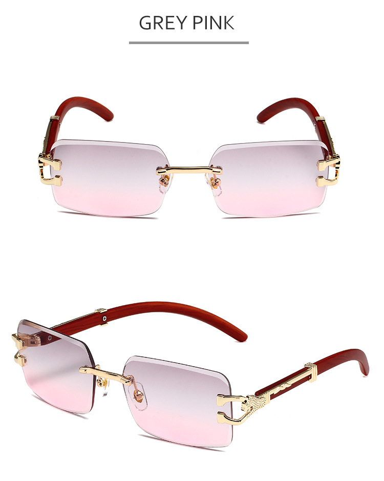 Neue Sonnenbrille mit Leopardenkopf und Holzmaserung für Damen und Herren, doppelstrahlige, diamantbesetzte explosive Brille_voghion.com