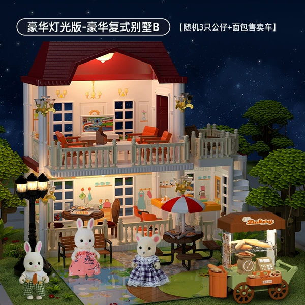 Deluxe Lighting Edition - Deluxe Duplex Villa B [1 street light + 2 ceiling lights + 3 dolls + bread sales car]
