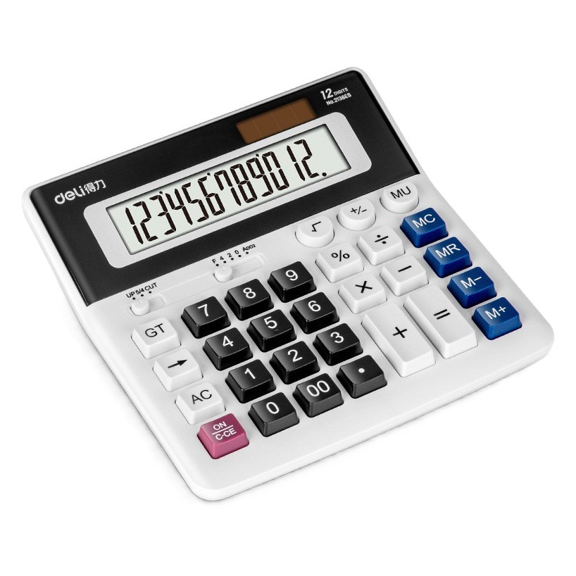 Calculadora de escritorio Deli 2136ES Calculadora de negocios de oficina financiera Batería de 12 bits Fuente de alimentación dual solar