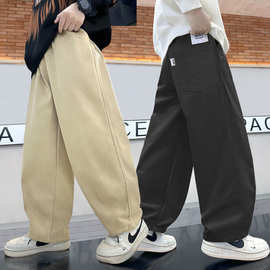 美式休闲宽松阔腿垂感卫裤男直筒裤青年百搭裤春秋简约哈伦裤
