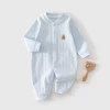 Spring and Autumn Onesie Jacquard Cute Bear Blue