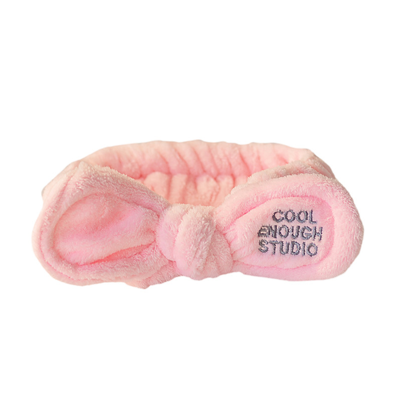 [Pequeño al por mayor] estilo coreano Super lindo bordado coral terciopelo arco yoga maquillaje cara lavado banda de pelo