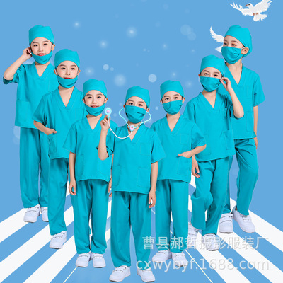 儿童医生服装小护士服棉白大褂幼儿园职业手术服角色扮演表演服装