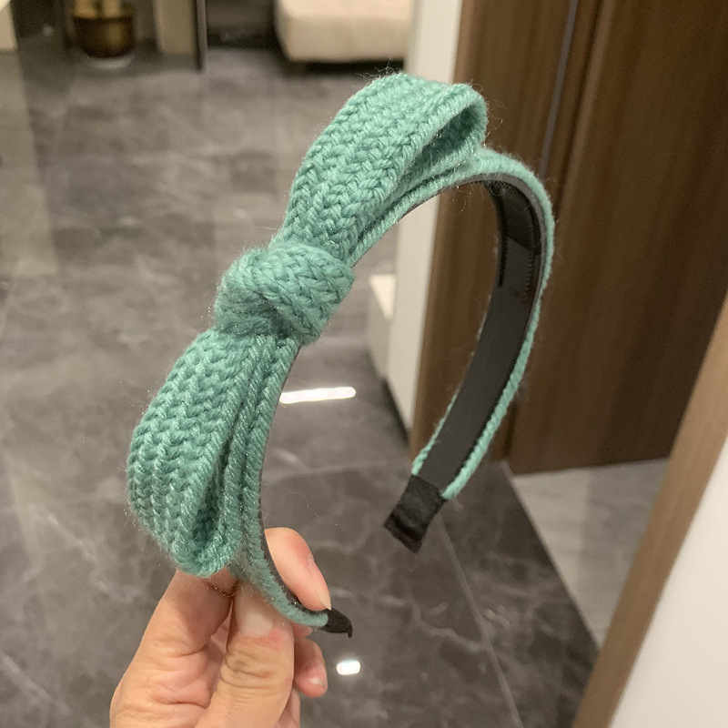 Simple Style Solid Color Knit Bowknot Hair Band 1 Piece3