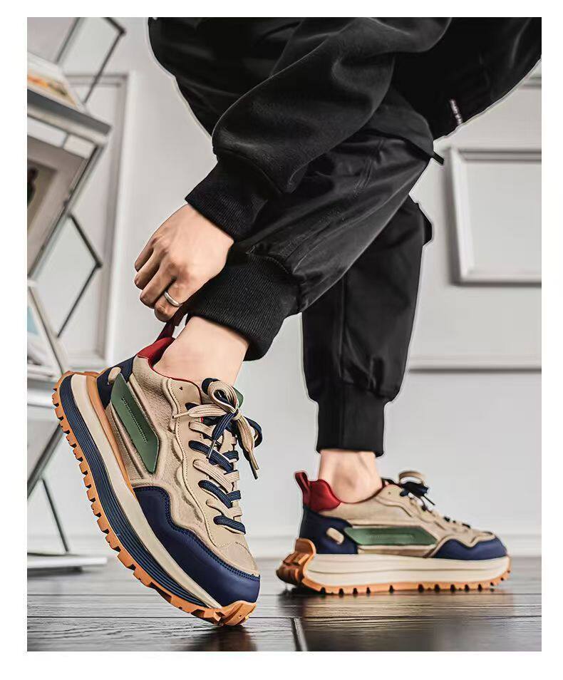 Giày thể thao nam đế dày tăng chiều cao, sneaker phối màu trơn, gót thấp 1–3 cm — C965 Kaki, C965 màu đen, C965 trắng chi tiết 18