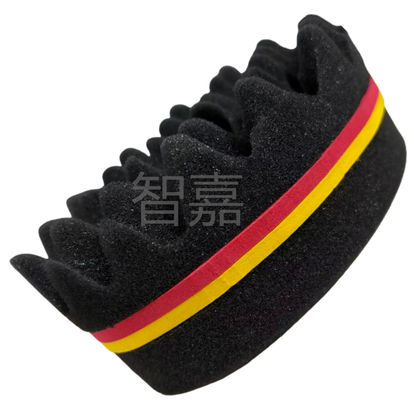 Fuente oval agujero negro rizador de pelo guante esponja negro fábrica de esponja caliente transfronteriza