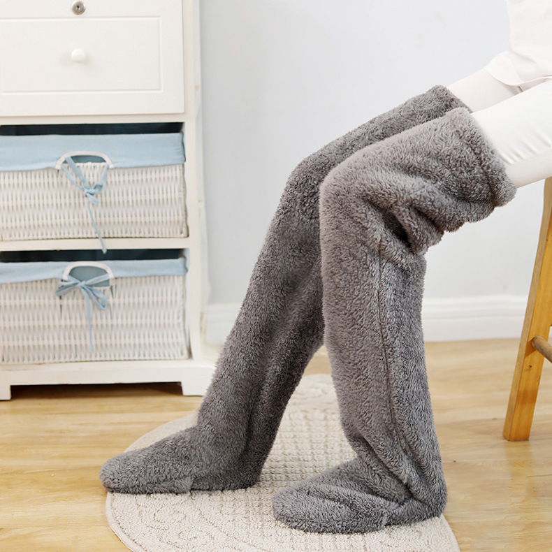 Ancianos rodillera caliente vieja pierna fría articulación de la rodilla a prueba de frío rodillera larga calcetines cubierta de la pierna dormir pie almohadilla de la pierna engrosada