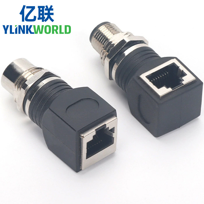 M12 4-Pin D-Coded 8-Pin Ax-Type to Rj45 Network Port Connector Adapter Network Cable to M12 Male and Female Plug Socket M12 4-Pin D-Coded 8-Pin Ax-Type to Rj45 Network Port Connector Adapter Network Cable to M12 Male and Female Plug Socket